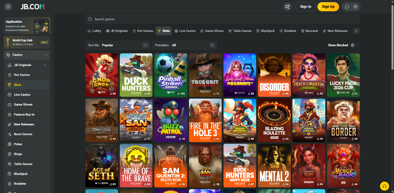 JB Casino desktop screenshot 2